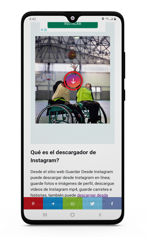haz clic en el botón de descargar de Instagram