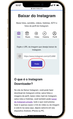 baixe fotos do Instagram no iPhone