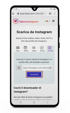 scaricare instagram foto profilo su android