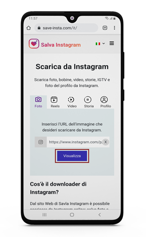 scarica foto di instagram su Android