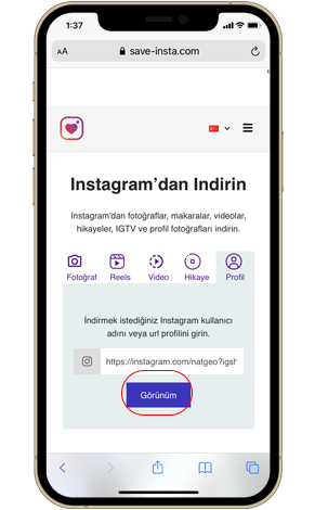İPhone'da Instagram Profil Resmini İndirin