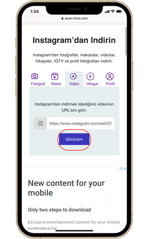 İPhone'da Instagram Videolarını İndirin