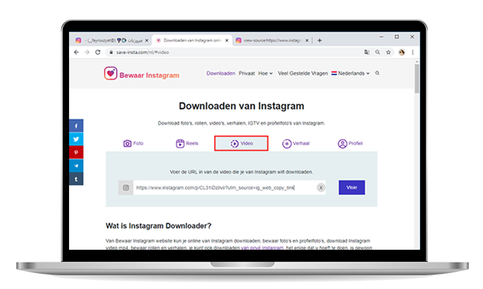 Download Instagram video's op pc