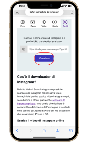 Downloader dell'immagine del profilo Instagram