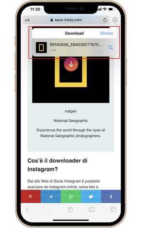 Download del profilo Instagram