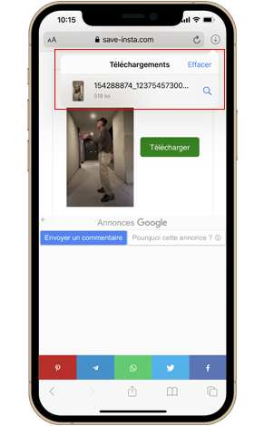 Télécharger Instagram stoires sur iPhone