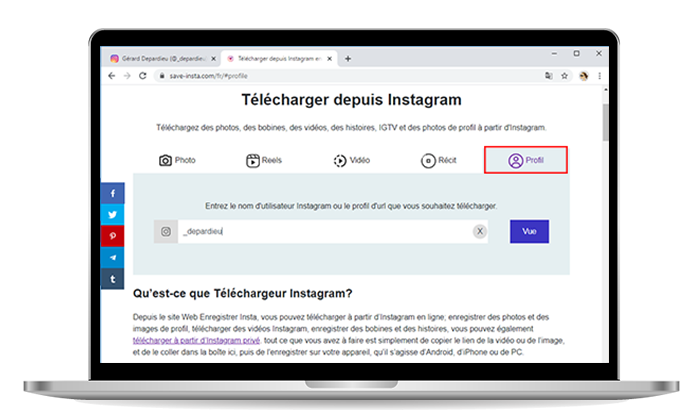Téléchargeur de photos de profil Instagram