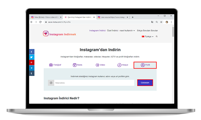 Instagram Profil Resmini Tam Boyutlu Kaydet