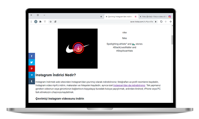 PC’de instagram profil fotoğrafını indirin