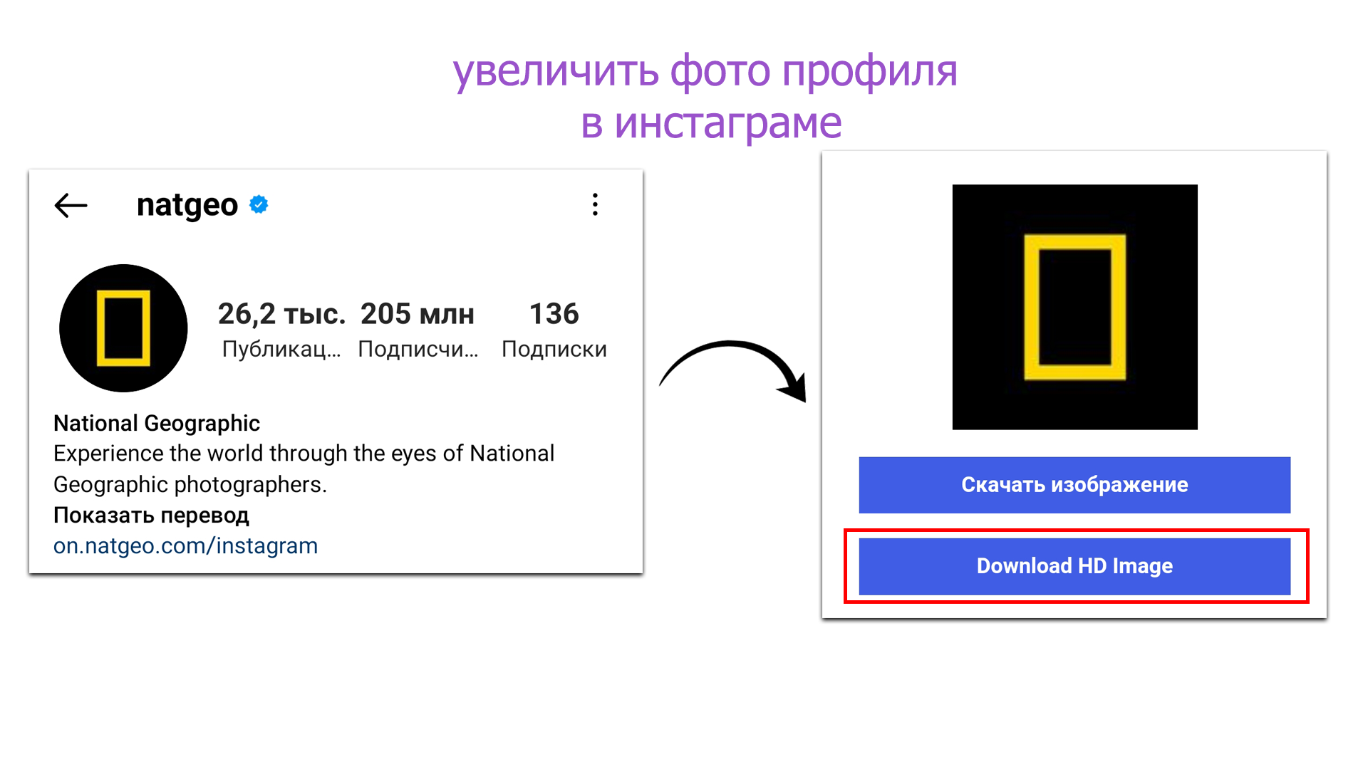 увеличить фото профиля в инстаграме