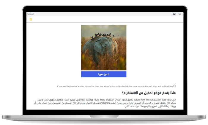 خيار تحميل الصور من الانستقرام للكمبيوتر